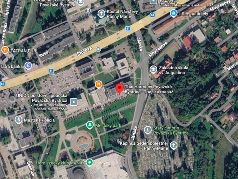 Mapa s polohou Thai Harmony Považská Bystrica